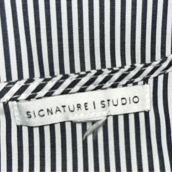 Signature Studio railroad striped, embroidered, sleeveless shirt with waist tie - Picture 9 of 9